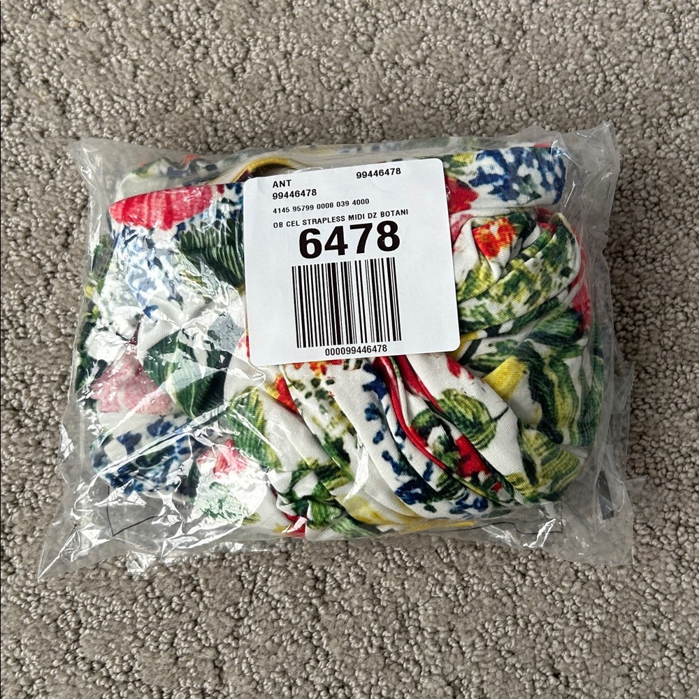 The Gabbie Strapless Ruched Tube Dress Celandine Botanical Floral Anthro XS NWT - Picture 3 of 12